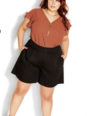 City Chic - Black Shorts - Plus Size 12 - Black - NWT